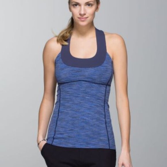 Lululemon Scoop Neck Tank in Space Dye Blue, Sz 10 - Picture 6 of 7